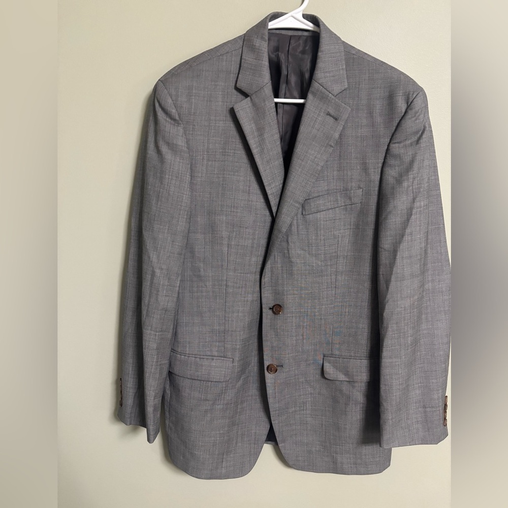 Lauren Ralph Lauren Mens Gray 2-Button Lined Lightweight Wool Blazer Size 40L